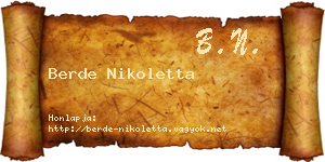 Berde Nikoletta névjegykártya